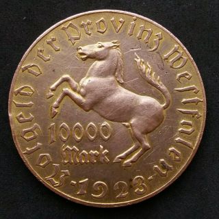 1923 Germany Weimar Westphalia 10,  000 Mark Notgeld Coin