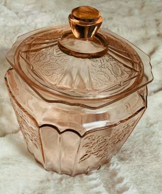 Cookie Jar & Lid Mayfair Pink By Anchor Hocking Depression Glass