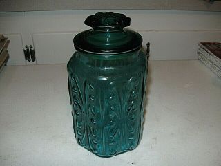 Vintage L.  E.  Smith Moon And Stars Canister Jar Blue About 9 "