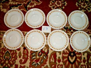 8 Vtg Corelle By Corning Ware 6 1/8 " Saucers With Gold Butterfly Pattern,  W@w