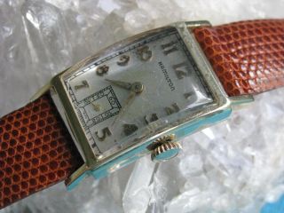Hamilton Brock Vintage 14k Gold Deco Wrist Watch,  Gm Fisher Body Service Award