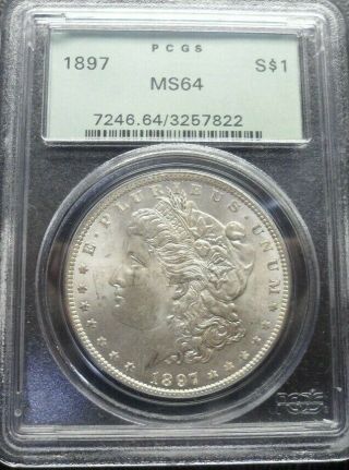 1897 - P Morgan Silver Dollar Pcgs Ms64 Ogh