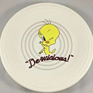 Fiestaware Looney Tunes Tweety Bird Warner Bros White 10.  5 Inch Dinner Plate