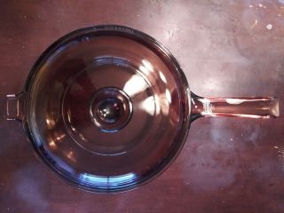 Corning Vision Ware Amber Glass 2.  5 L Pot Sauce Pan W/ Pyrex Lid Made Usa