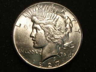 1927 Peace Silver Dollar Very Choice Au,  Blast White Blazer Looks Bu