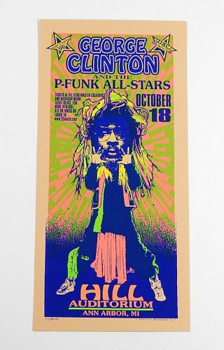 George Clinton P - Funk All Stars Concert Handbill By Mark Arminski 1996 Michigan