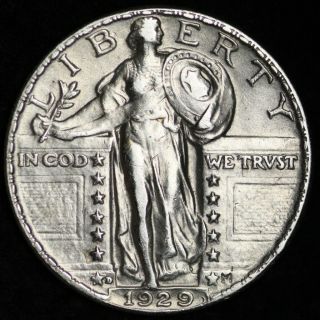 1929 - D Standing Liberty Quarter Choice Au,  /unc E328 Rnt