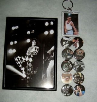 Queen/ Freddie Mercury 10 X Badges,  Photo Keyring,  Small Framed Photo 5