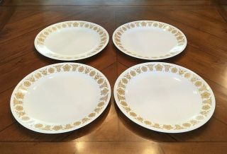 Vintage 4 Piece Corelle Butterfly Gold Dinner Plates 10 1/4” - Usa