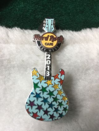 Hard Rock Cafe Pin 2013 Key West Light Blue Gay Pride Rainbow Star Guitar