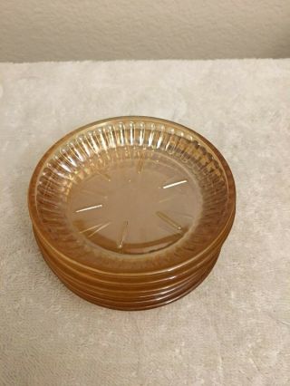 Set Of 6 Great Gold Depression Glass Coasters; Carnival Color