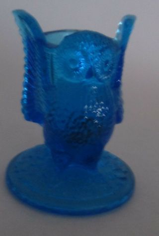 Westmoreland blue satin glass owl toothpick holder (or candleholder?) 2