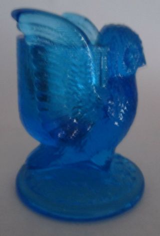 Westmoreland blue satin glass owl toothpick holder (or candleholder?) 3