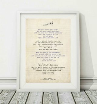 173 Jefferson Airplane - White Rabbit - Song Lyric Poster Print - Sizes A4 A3