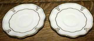 Two Royal Crown Derby Fine Bone China Lombardy Pattern Tea Saucers Only