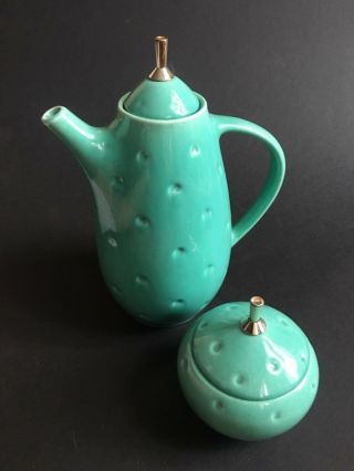 Royal Haeger Dimpleware Green Chartreuse Coffee Pot & Covered Sugar Bowl