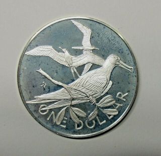 British Virgin Islands Silver Proof One Dollar 1977.  0.  925 Silver.  Frigate Bird