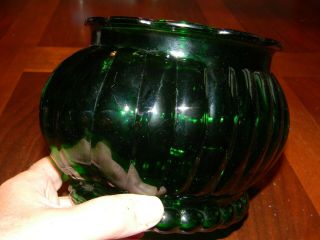 Vintage Oval Emerald Green Glass Bowl Vase Planter A.  L.  R.  Co.  1950 ' s Flower 3