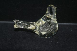 Vintage Clear Controlled Bubble Art Glass Bird Paperweight Figurine