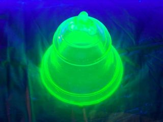 Vaseline Uranium Glass Bell Ornament Glow Paperwaight ( (id147896