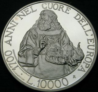 San Marino 10000 Lire 2000r Proof - Silver - Foundation Of San Marino - 1556 ¤