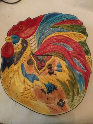 Tabletops Gallery Jalisco Rooster Platter Individually Hand Crafted And Painted