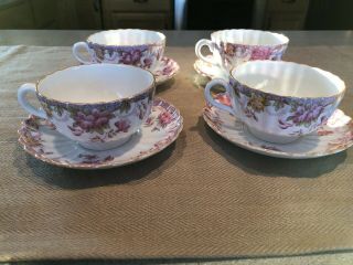 Set Of 4 Vintage Spode “Irene” China Tea Cups And Saucers 2