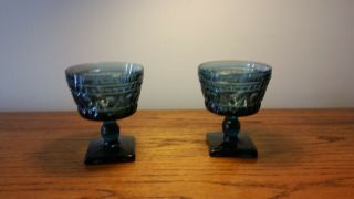 Vintage Indiana Glass Colony Park Lane Blue 4 1/2 " Goblets Set Of 2