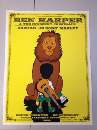 Ben Harper Damian Marley Poster Berkeley Greek Theater 2006 Photo Print Lion