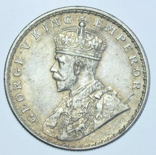 INDIA BRITISH GEORGE V RUPEE,  1917 CALCUTTA SILVER COIN AU 2