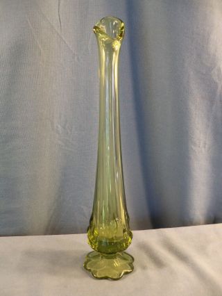 Fenton Olive Green Glass Bud Vase 11 1/2 " Tall