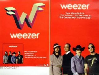 Weezer 2009 Red Lp Double Sided Tour Promotional Poster Flawless Old Stock