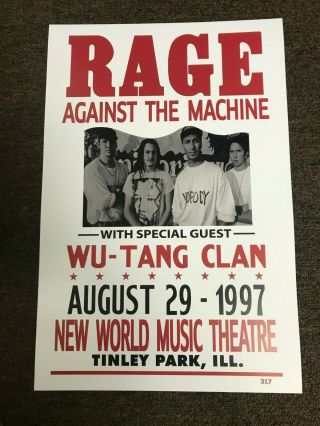 Rage Against The Machine Wu - Tang Clan 1997 Cardstock Concert Poster 12x18