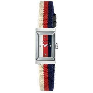 Gucci G - Frame White/red/blue Dial Women 