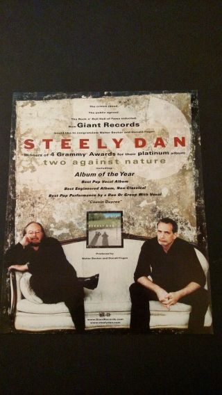 Steely Dan " Two Against Nature " Rare Print Promo Poster Ad