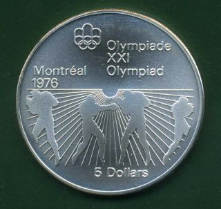 1976 Montreal Olympics Canada Silver 5 Dollars.