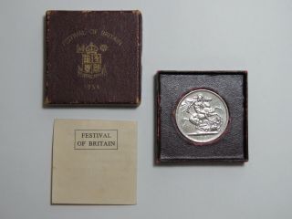 1951 Festival Of Britain - Five Shillings W/ Box - Commemorative Crown