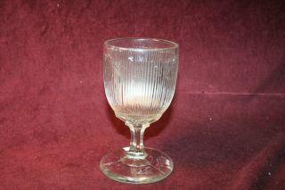Eapg England Glass Fine Ribbed Pattern Water Goblet Ca.  1860 