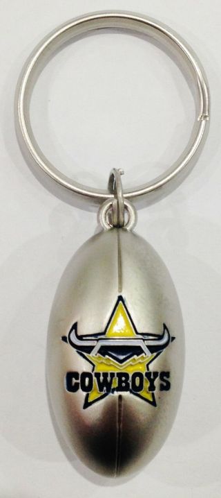 North Queensland Cowboys Nrl 3d Football Metal Key Ring Chain Keyring