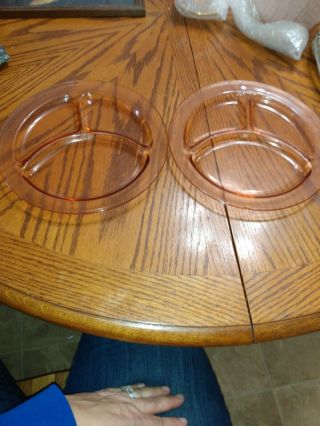 Vintage Pink Depression Glass Divided Plates