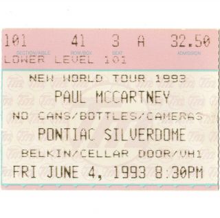 Paul Mccartney Concert Ticket Stub Pontiac Mi 6/4/83 Silverdome The Beatles Rare