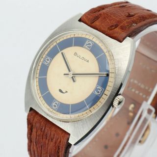 Vintage BULOVA SEA KING Men ' s Watch Tropical Patina Dial Blue Reflective Sharp 2