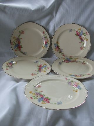 Vintage 5 Homer Laughlin Virginia Rose/south Of France Bread Plates Pre - Owned
