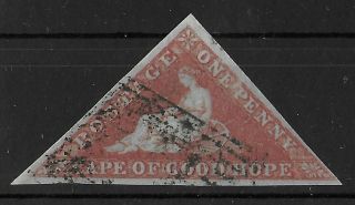 Cape Of Good Hope 1853 - 1864 Triangle 1d Brick Red Blued Paper Unchecked