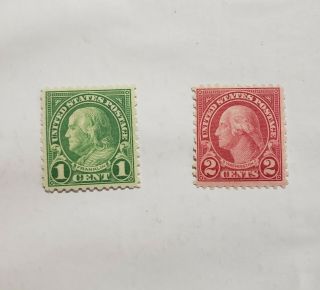 Us Stamps Scott 578 579 - 1923 - 25 1c Franklin 2c Washington,  Nh Og,  Vf/xf
