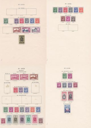 St Lucia.  1938 - 51.  Fine Selection Hinged On Four Pages.