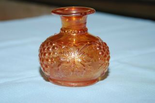 Vintage Imperial Carnival Glass Marigold Mini Vase/bottle Grape Pattern