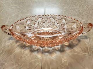Depression Glass Pink Candy Relish Dish,  Oval With 2 Handles