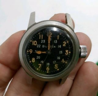Vintage BULOVA MIL - W - 3818A 10BNCH Stainless Steel U.  S.  Military Wrist Watch RARE 3