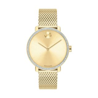 Movado Bold Classic Gold - Tone Mesh Stainless Steel Women 